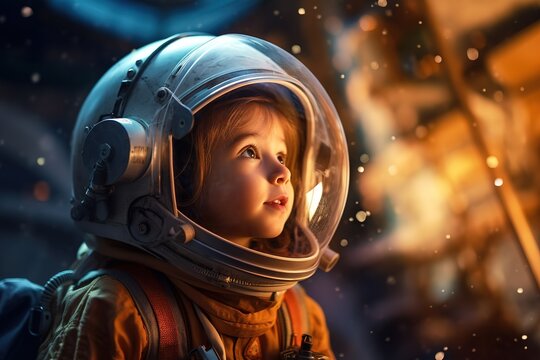 Child Headshot Portrait Dressed Like An Astronaut