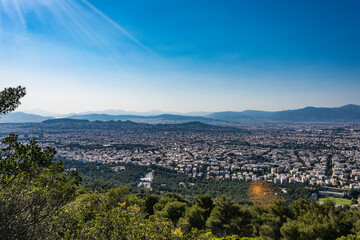 Obraz premium Panoramic view of Athens from hymettus mountain, Greece.