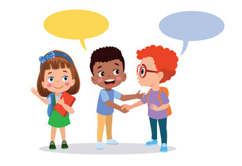 little kid do hand shake with friend acquaintance