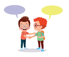 little kid do hand shake with friend acquaintance