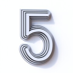 Three steps font number 5 FIVE 3D render illustration isolated on white background