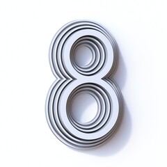 Three steps font number 8 EIGHT 3D render illustration isolated on white background