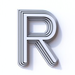 Obraz premium Three steps font letter R 3D render illustration isolated on white background