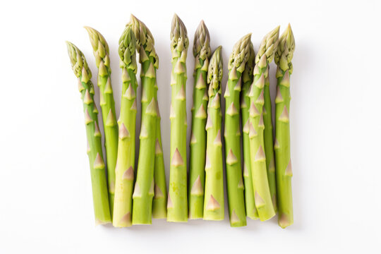 Fresh green asparagus isolated on white created with Generative AI technology