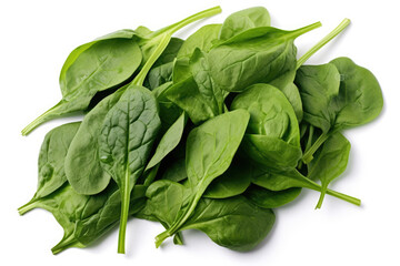 green Spinach isolated on white created with Generative AI technology