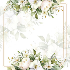 Fototapeta premium colourful colorful floral flower vector beautiful gold flowers line art on wedding card template watercolor