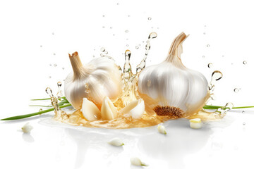 water splash with Garlic created with Generative AI technology