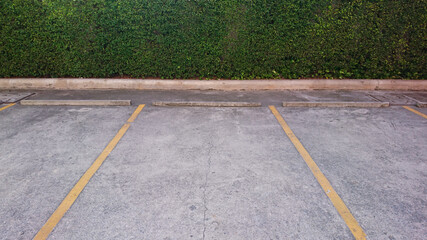 Obraz premium Empty parking with yellow marking line on floor