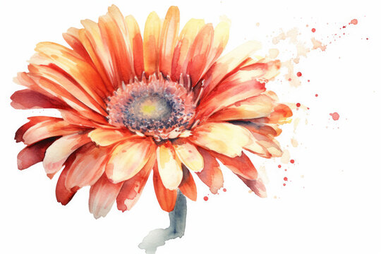 watercolor of Gerbera Daisy isolated created with Generative AI technology