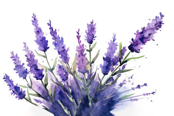 Naklejka premium watercolor of Lavender isolated created with Generative AI technology