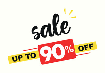 90% off. Special offer, sales, promo, shop. Campaign for retail, store. Vector illustration discount price