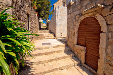 Old stone street of Cavtat, town in south Dalmatia, Croatia