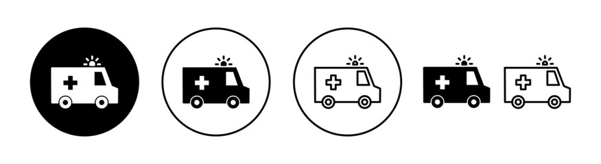 Ambulance icon set for web and mobile app. ambulance truck sign and symbol. ambulance car