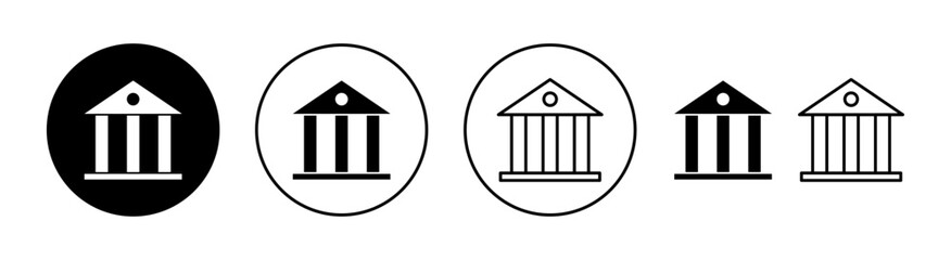Bank icon set for web and mobile app. Bank sign and symbol, museum, university
