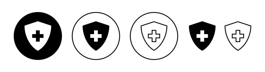 Health insurance icon set for web and mobile app. Insurance document sign and symbol
