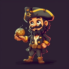 Cartoon pirate men holding a bomb 