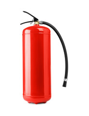 Obraz premium One red fire extinguisher on white background