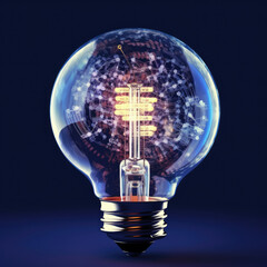 Glowing brain inside a light bulb represents the power of inspiration and the potential for innovative thinking. 