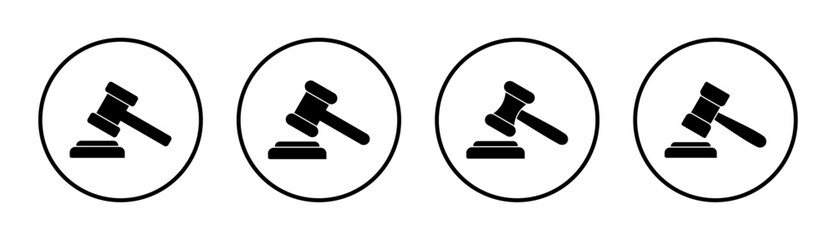Gavel icon set illustration. judge gavel sign and symbol. law icon. auction hammer