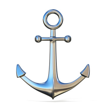 Steel anchor 3D rendering illustration isolated on white background