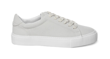 One stylish beige sneaker isolated on white