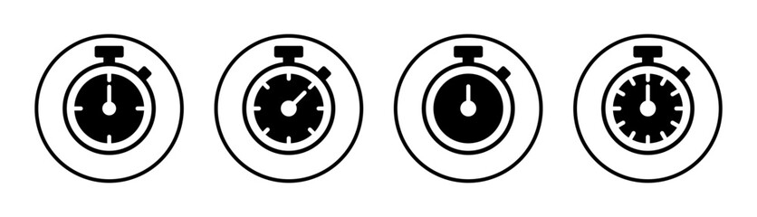 stopwatch icon set illustration. Timer sign and symbol. Countdown icon. Period of time