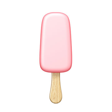 Pink popsicle 3D rendering illustration isolated on white background