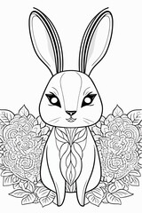 rabbit with flowers colorbook