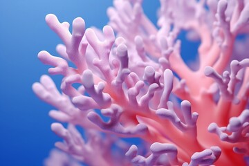 Fototapeta na wymiar Pink Coral Closeup Macro on a Vibrant Blue Background Underwater