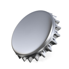 Silver beer cap 3D rendering illustration isolated on white background