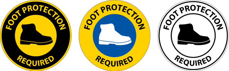 Notice Foot Protection Required Wall Sign on white background