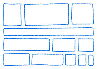 クレヨン素材　手描きのラフなフレームセット 四角