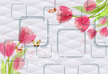 3d floral rectangular wallpaper background for walls.