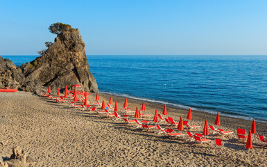 Beautiful Tyrrhenian sea coastline and beach landscape.  Cilento and Vallo di Diano National Park,...