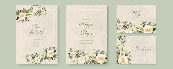 colorful coloutful floral flower vector elegant leaves wedding invitation card template watercolor