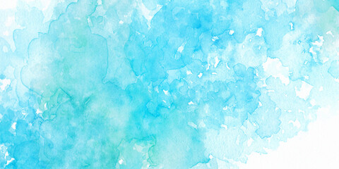 爽やかな水色の水彩背景　背景イラスト　テクスチャ素材 © gelatin