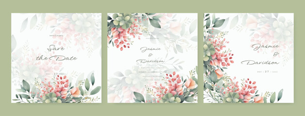 colorful coloutful floral flower vector elegant leaves wedding invitation card template watercolor