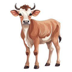Fototapeta premium Petite Pasture: 2D Artwork Showcasing a Charming Zebu