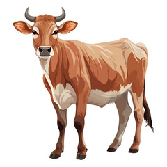 Petite Pasture: 2D Artwork Showcasing a Charming Zebu