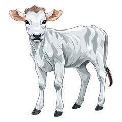 Fototapeta premium Petite Pasture: 2D Artwork Showcasing a Charming Zebu