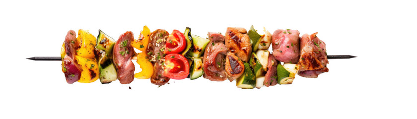 kebab skewer with vegetables isolated on a transparent background, generative ai