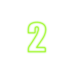 Second Number two 2 green color neon glow png symbol