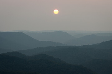Hazy Mountains at Sunset