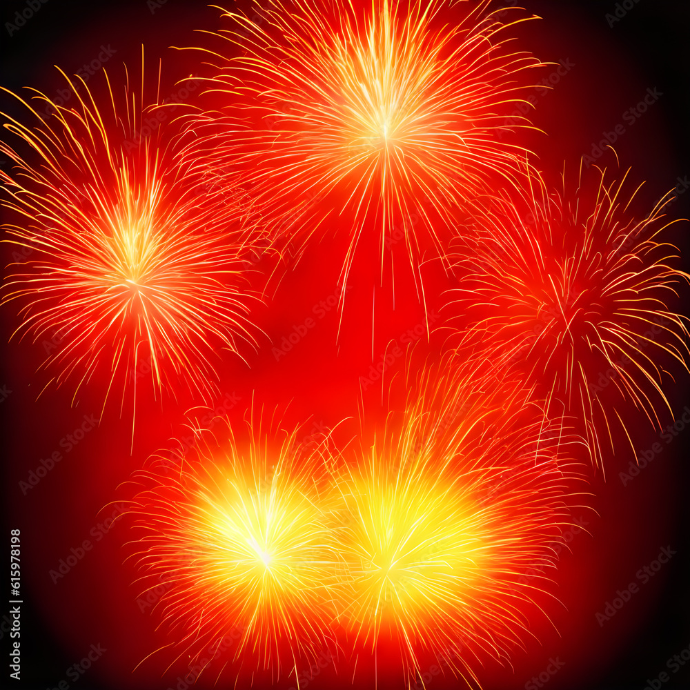 Wall mural explosive isolated fireworks light up the sky created using generative ai