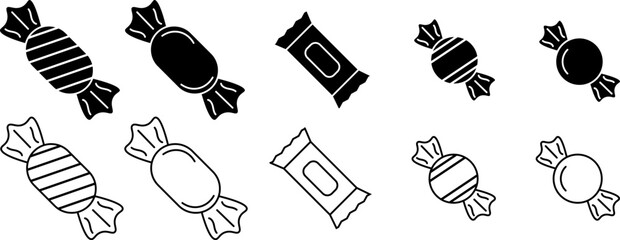 outline silhouette Candy icon set