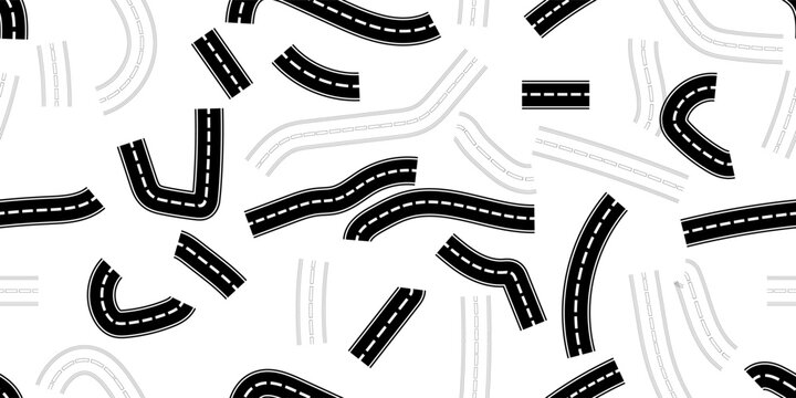 outline silhouette aspalt road seamless pattern