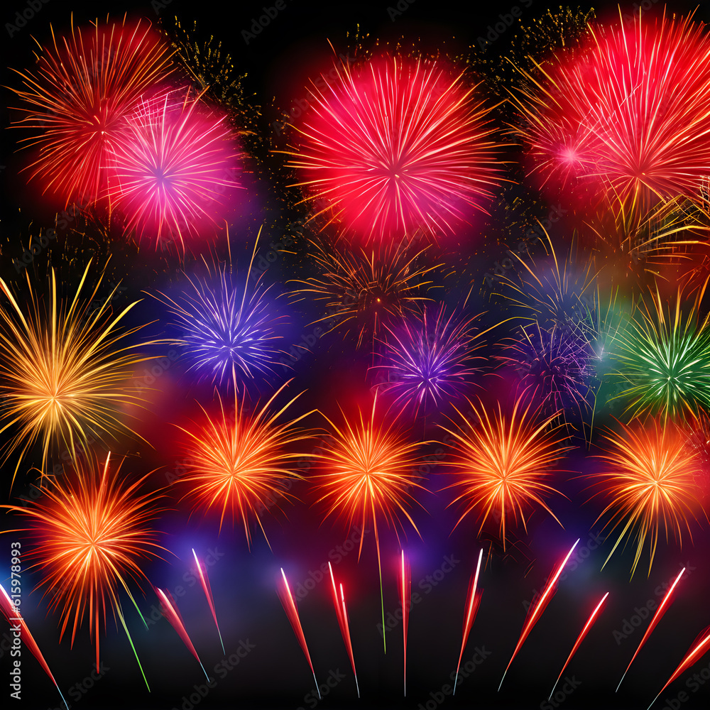 Wall mural explosive isolated fireworks light up the sky created using generative ai