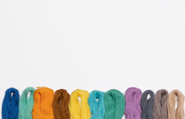 Cotton threads for embroidery in different colors 