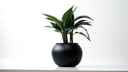 Fototapeta na wymiar Black potted plant with a white background Generative AI