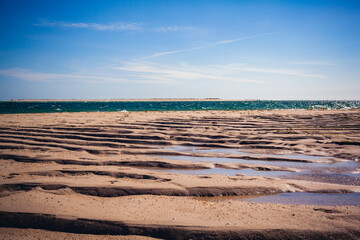 Fototapeta na wymiar armona island sand beach inside ria formosa nature reserve in algarve portugal